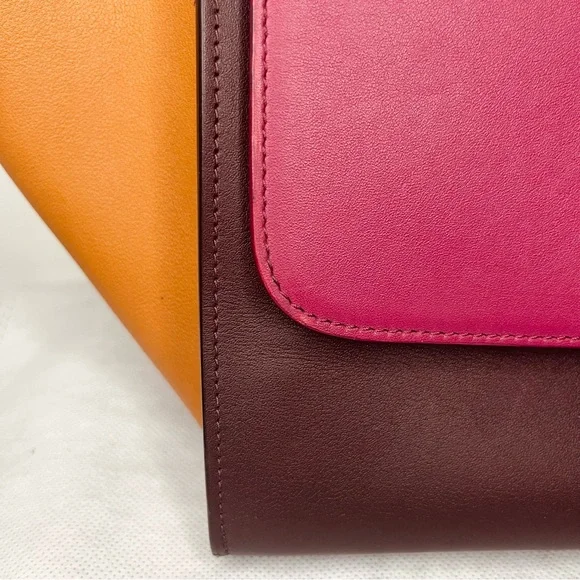 🧡 Celine Spring Luxury Trapeze Tricolor Leather Handbag - Picture 4 of 16